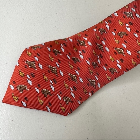 Hermes 100% Silk Jumping Elephant Watching Duck Tie - Picture 2 of 6